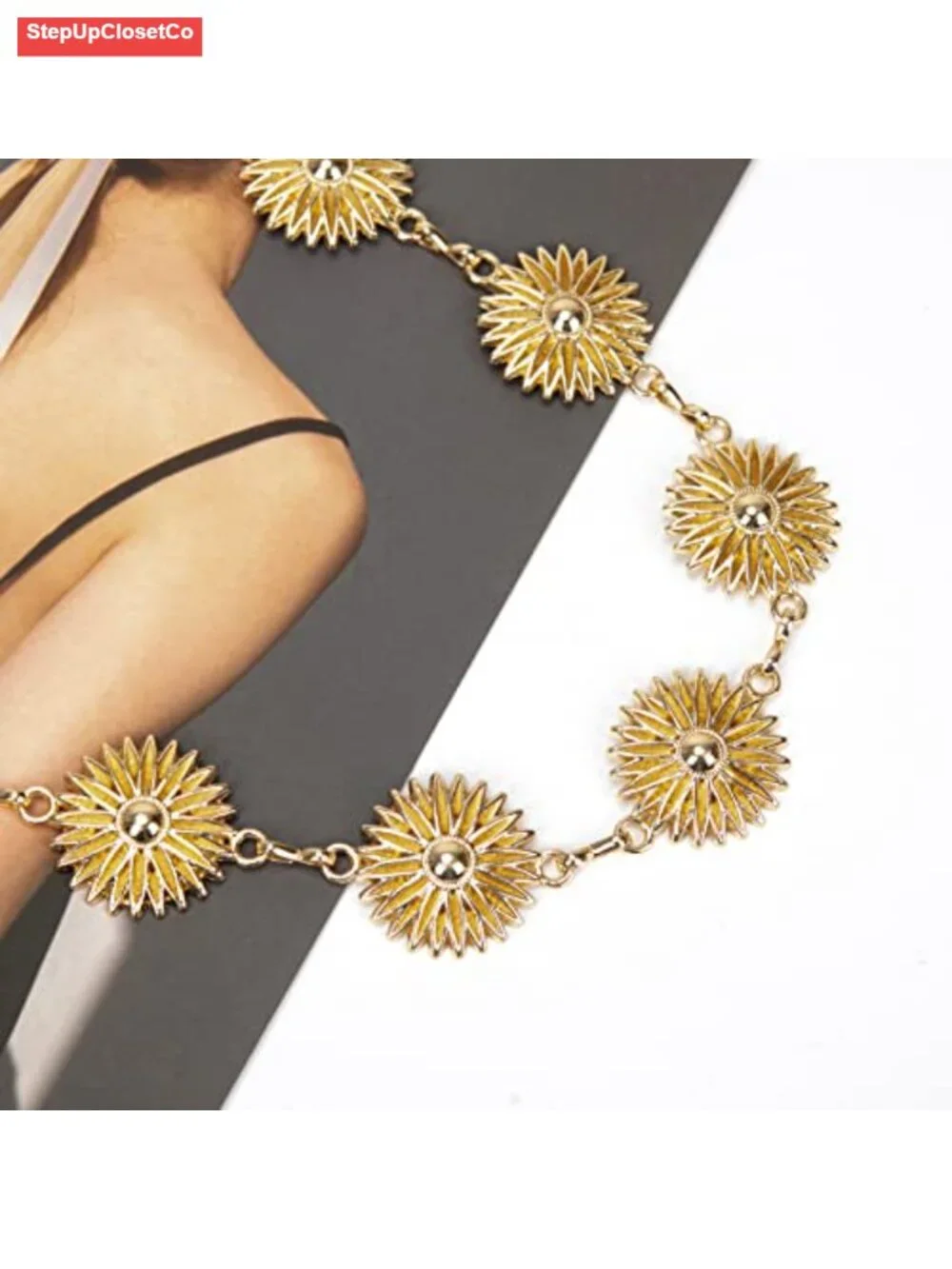 Zinc Alloy Hollow Daisy Chain Belt for Women